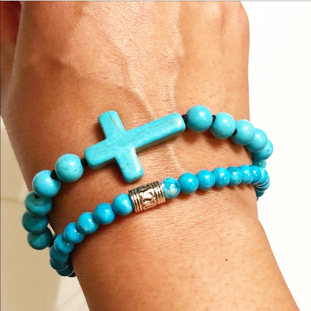 Two Magnesite Beaded Bracelets Unisex
